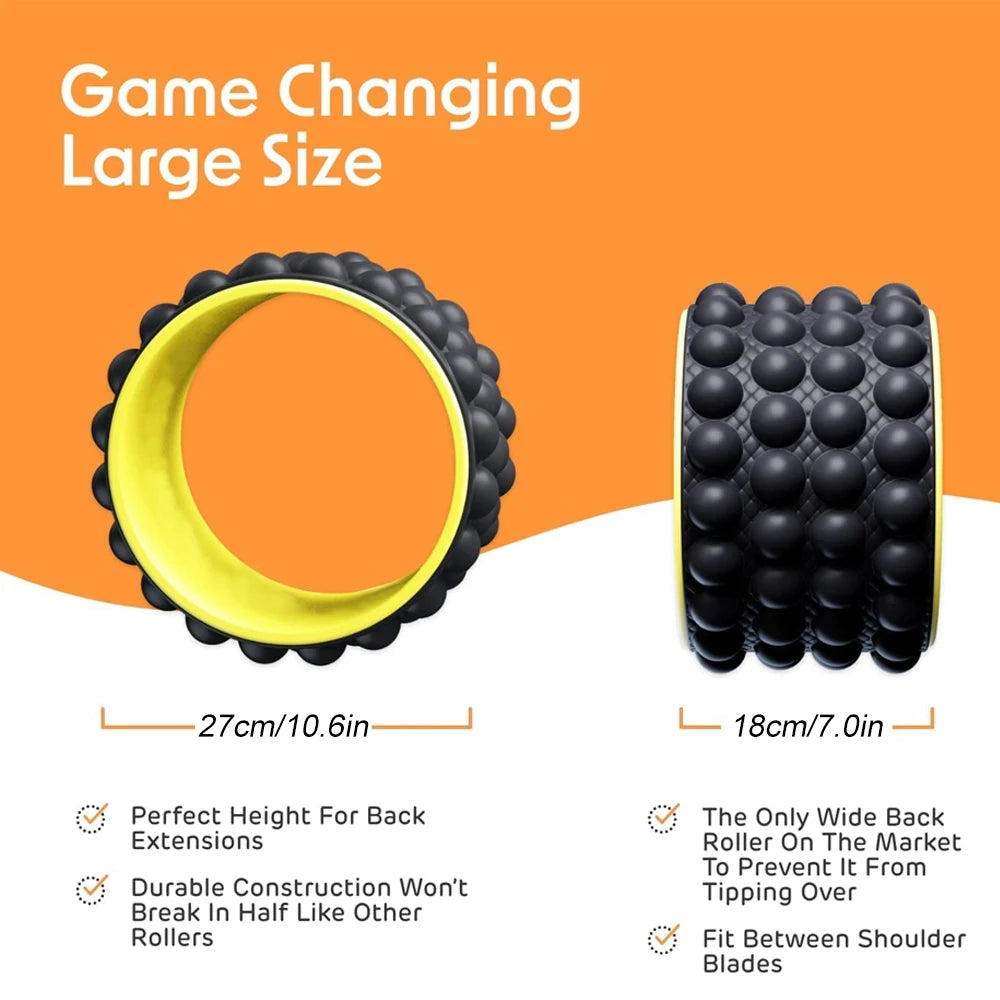 Back Massager, Back Stretcher & Back Cracker for Back Pain, Patented Premium Foam Roller the Ultimate Yoga Wheel, Spine Cracker