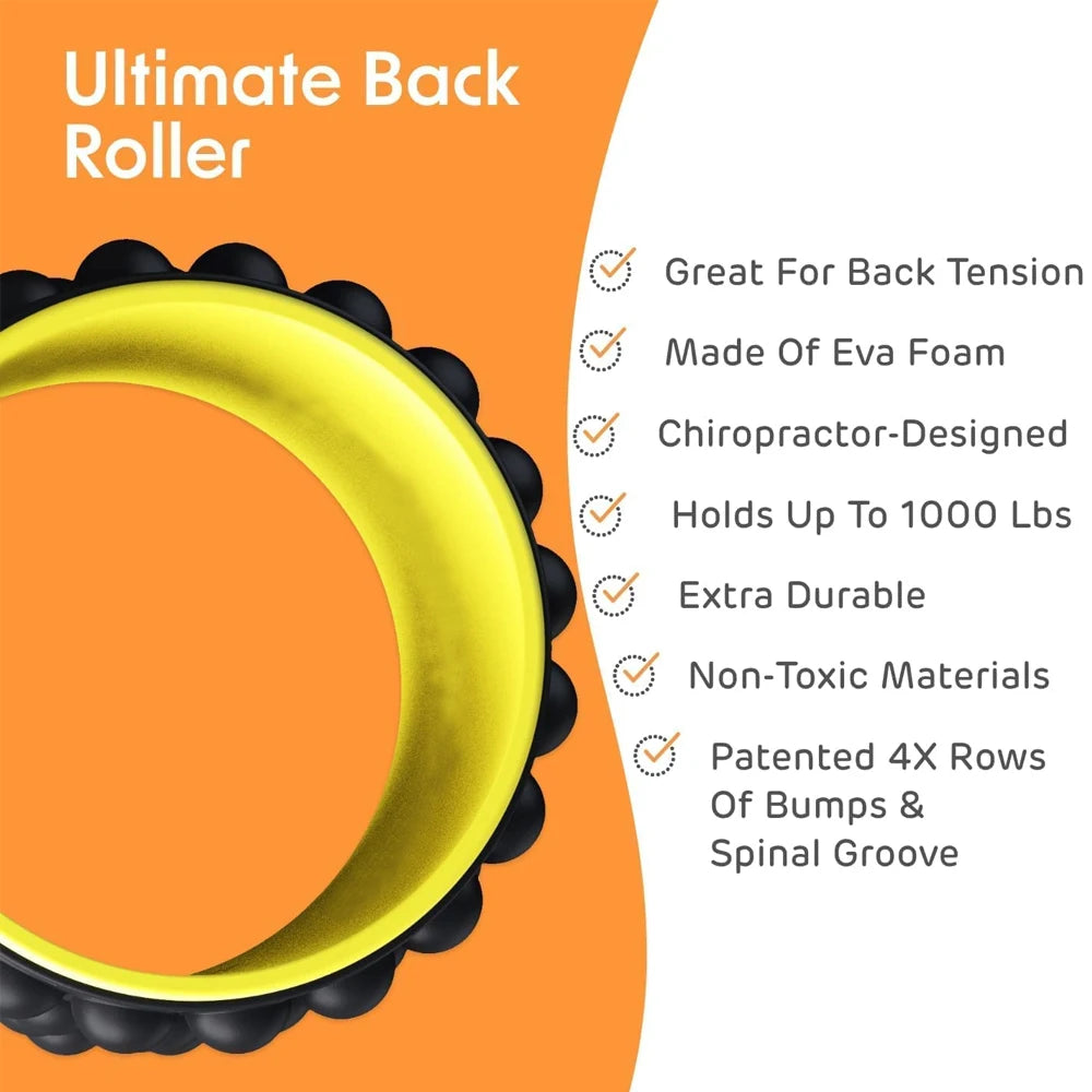 Back Massager, Back Stretcher & Back Cracker for Back Pain, Patented Premium Foam Roller the Ultimate Yoga Wheel, Spine Cracker