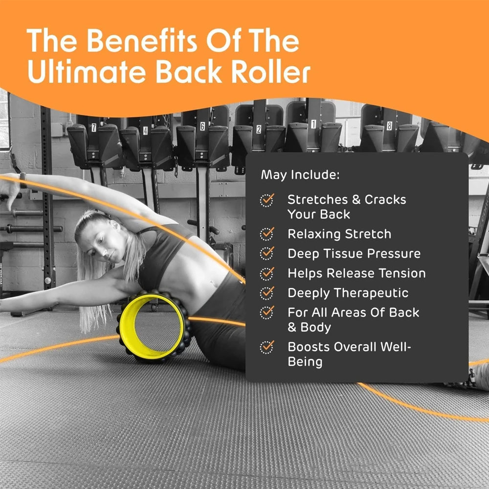 Back Massager, Back Stretcher & Back Cracker for Back Pain, Patented Premium Foam Roller the Ultimate Yoga Wheel, Spine Cracker